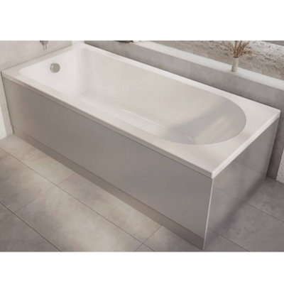 HomeStyleStore White 1700 x 700mm Bathroom Single Ended Round Bath with ...