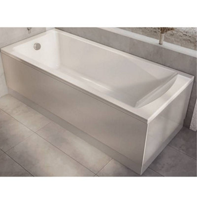 HomeStyleStore White 1700 x 700mm Bathroom Single Ended Square Bath ...