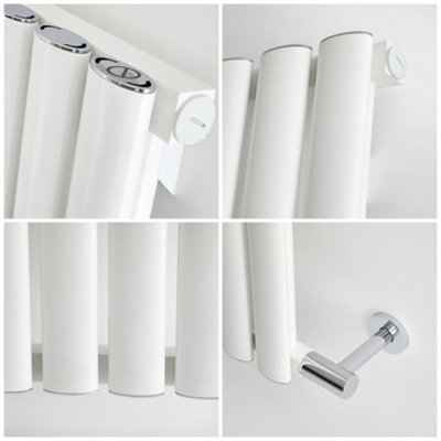 HomeStyleStore White 1784 x 236mm Dry Heat Vertical Oval Panel Electric ...