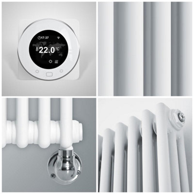 HomeStyleStore White 1800 x 200mm Cast Iron Style Vertical 3 Column ...