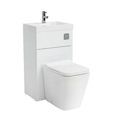HomeStyleStore White Bathroom Combination Basin Toilet WC Unit Chrome ...