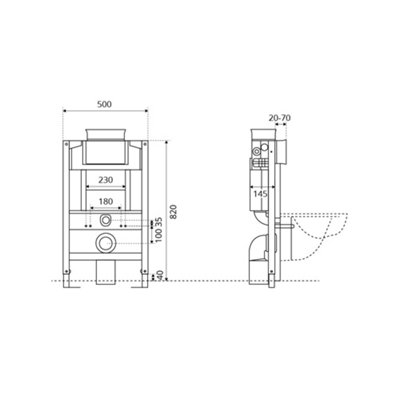 HomeStyleStore White Bathroom Wall Hung Square Toilet WC Short Wall ...