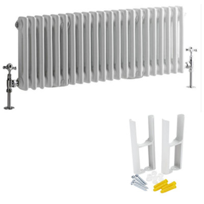 HomeStyleStore White Cast Iron Style Horizontal Double Column Radiator ...
