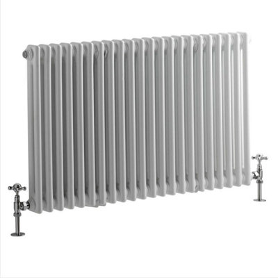 HomeStyleStore White Cast Iron Style Horizontal Double Column Radiator ...