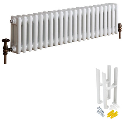 HomeStyleStore White Cast Iron Style Horizontal Triple Column Radiator ...