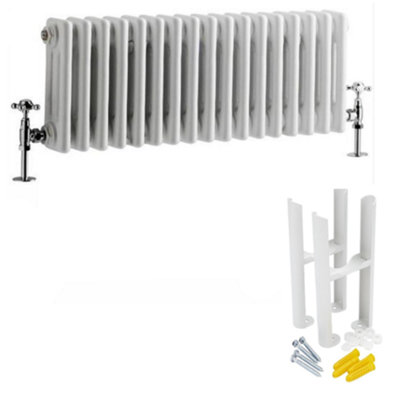 HomeStyleStore White Cast Iron Style Horizontal Triple Column Radiator ...