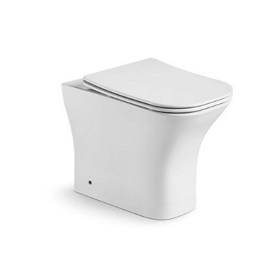 HomeStyleStore White Ceramic Back to Wall Toilet Pan with Soft Close Seat