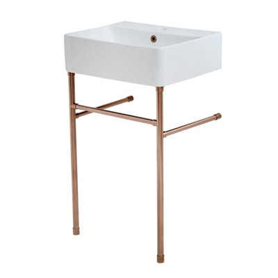 HomeStyleStore White Ceramic Bathroom Basin Sink with One Tap Hole and ...