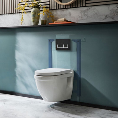 HomeStyleStore White Ceramic Bathroom Wall Hung Round Toilet WC Short ...