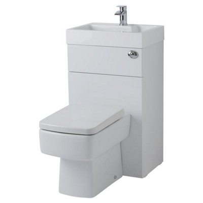 HomeStyleStore White Combination Bathroom Basin Toilet WC Unit Chrome ...