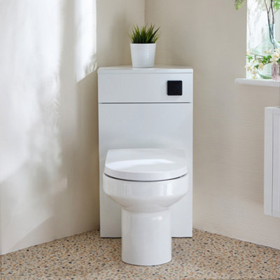 HOMESTYLESTORE WHITE CORNER BATHROOM WC UNIT BACK TO WALL TOILET WITH ...