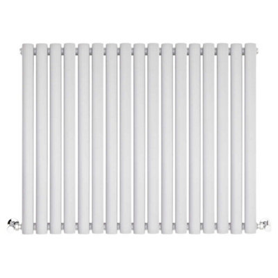 HomeStyleStore White Double Oval Panel Horizontal Designer Radiator ...