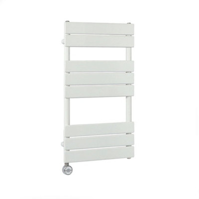 HomeStyleStore White Flat Panel Heated Towel Rail Radiator Thermostatic ...