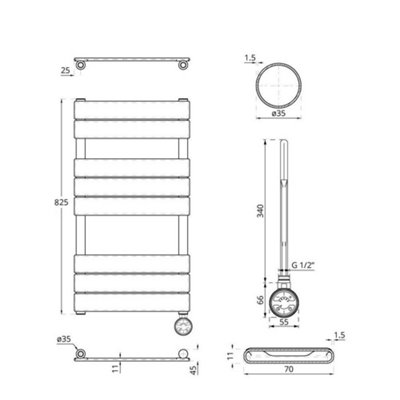 HomeStyleStore White Flat Panel Heated Towel Rail Radiator Thermostatic ...