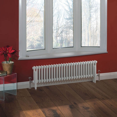 HomeStyleStore White Horizontal Cast Iron Style Double Column Radiator ...