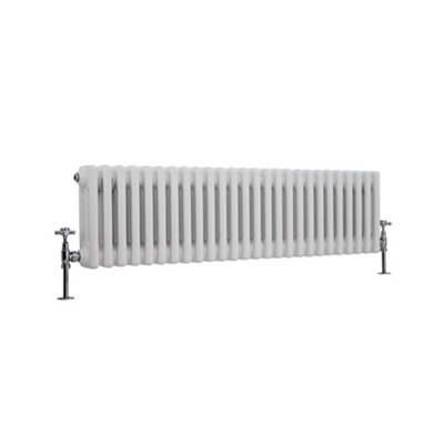 HomeStyleStore White Horizontal Cast Iron Style Triple Column Radiator ...