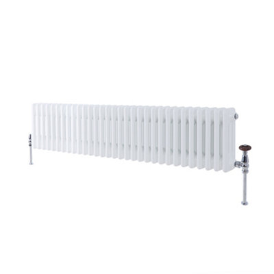 HomeStyleStore White Horizontal Cast Iron Style Triple Column Radiator ...