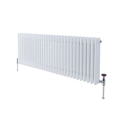 HomeStyleStore White Horizontal Cast Iron Style Triple Column Radiator ...