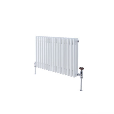 HomeStyleStore White Horizontal Cast Iron Style Triple Column Radiator ...