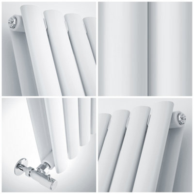HomeStyleStore White Horizontal Double Oval Panel Designer Radiator ...