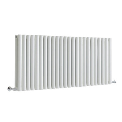 HomeStyleStore White Horizontal Double Oval Panel Designer Radiator 595 ...