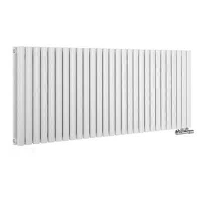 HomeStyleStore White Horizontal Double Oval Panel Designer Radiator ...