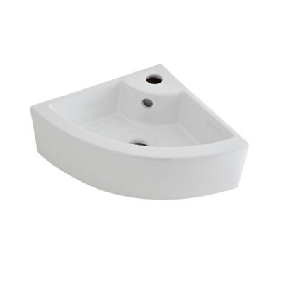 HomeStyleStore White Wall Hung Corner Bathroom Basin Sink 460 x 320mm