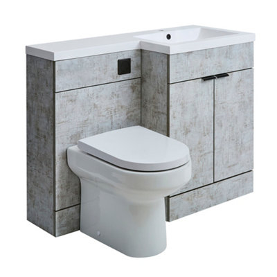 HomeStyleStore1105mm Concrete Grey Right Hand Bathroom Combination ...