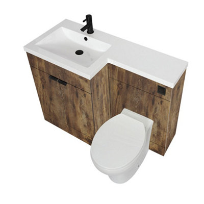 HomeStyleStore1105mm Dark Oak Left Hand Bathroom Combination Vanity ...