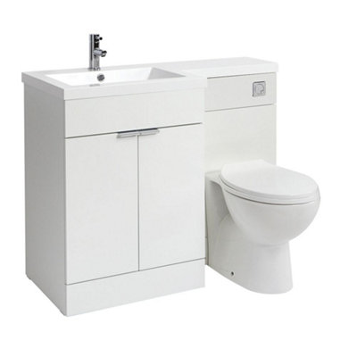 HomeStyleStore1105mm White Left Hand Bathroom Combination Vanity Toilet ...