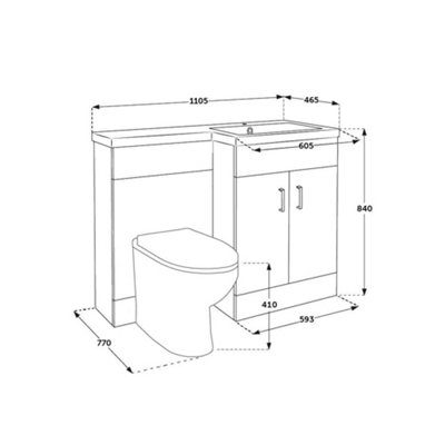 HomeStyleStore1105mm White Right Hand Bathroom Combination Vanity ...
