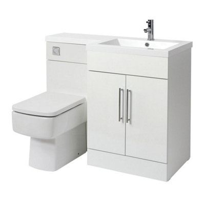 HomeStyleStore1105mm White Right Hand Bathroom Combination Vanity ...