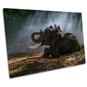 Homework with the Family Elephant CANVAS WALL ART Print Picture (H)30cm x (W)46cm