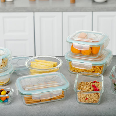 Homiu 4-Piece Rectangle Glass Food Storage Containers with Plastic Lids