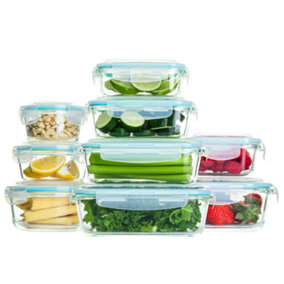 Homiu 9-Piece Glass Food Storage Containers with Plastic Lids