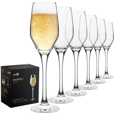 Homiu Champagne Prosecco Flutes Pack of 6 - Dishwasher Safe - Napoli Collection