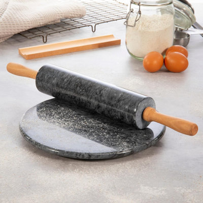 Homiu Marble Chopping Board Round, Worktop Protectors Heat Resistant, Non-Slip Cutting Board