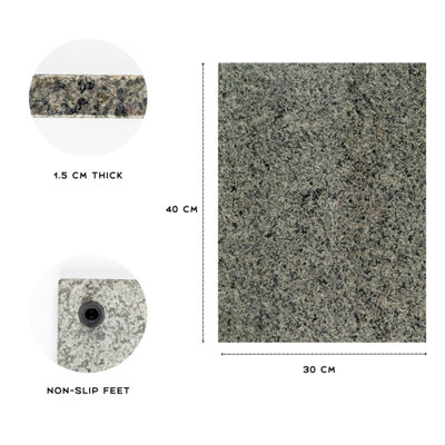 Homiu Natural Granite Chopping Board, Worktop Protectors Heat Resistant, Suitable for Meat, Fish & Vegetables, 40x30x1.5CM