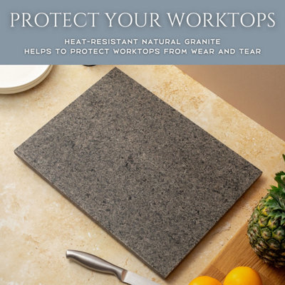 Homiu Natural Granite Chopping Board, Worktop Protectors Heat Resistant, Suitable for Meat, Fish & Vegetables, 40x30x1.5CM