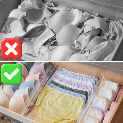 NIUBEE Clear Acrylic Desk Organizer, 6-Section Vanity Compartments, Stationery Tray For Office