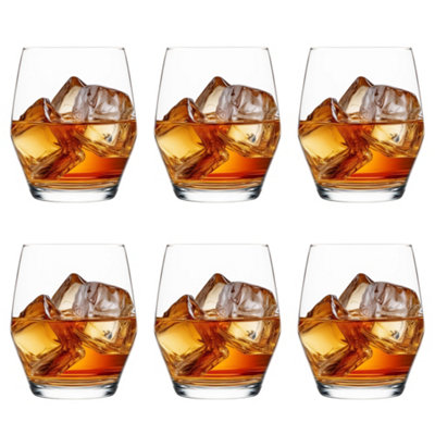 Homiu Whiskey Tumbler Glass 370ml - Pack of 6 - Dishwasher Safe - Napoli Collection