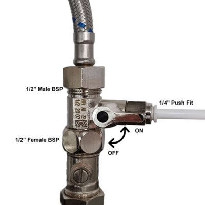 Hommix (1/4"PF x 1/2" BSP) Feed In Valve Male & Female Push Fit (Quick Connect) - 5