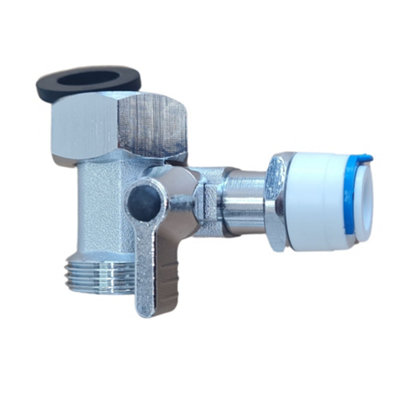 Hommix 3/4" Brass Feed In Water Valve Male & Female - 3/8" Push Fit (Quick Connect)