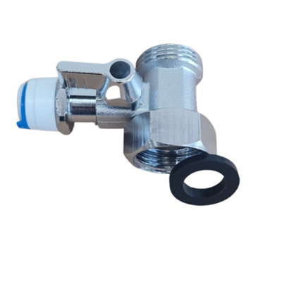 Hommix 3/4" Brass Feed In Water Valve Male & Female - 3/8" Push Fit (Quick Connect) - 3
