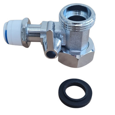 Hommix 3/4" Brass Feed In Water Valve Male & Female - 3/8" Push Fit (Quick Connect) - 4