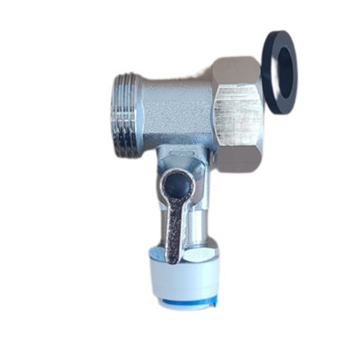 Hommix 3/4" Brass Feed In Water Valve Male & Female - 3/8" Push Fit (Quick Connect) - 5