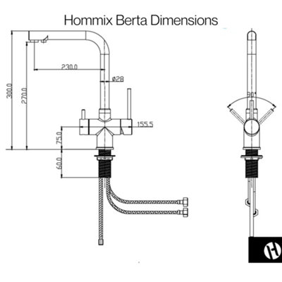 Hommix Berta Black 3-Way Tap (Triflow Filter Tap)