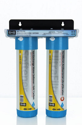 Hommix BMB Zada Pro Under Sink Inline Water Filter System with Hommix Parma White 3-Way Triflow Tap