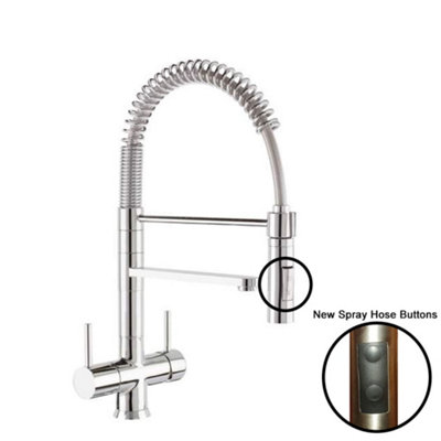 Hommix Miziana Chrome Pull-Out Spray-Hose 3-Way Tap (Triflow Filter Tap)