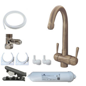 Hommix Pardenia Bronze 3-Way Tap & Advanced Single Filter Under-sink Drinking Water & Filter Kit